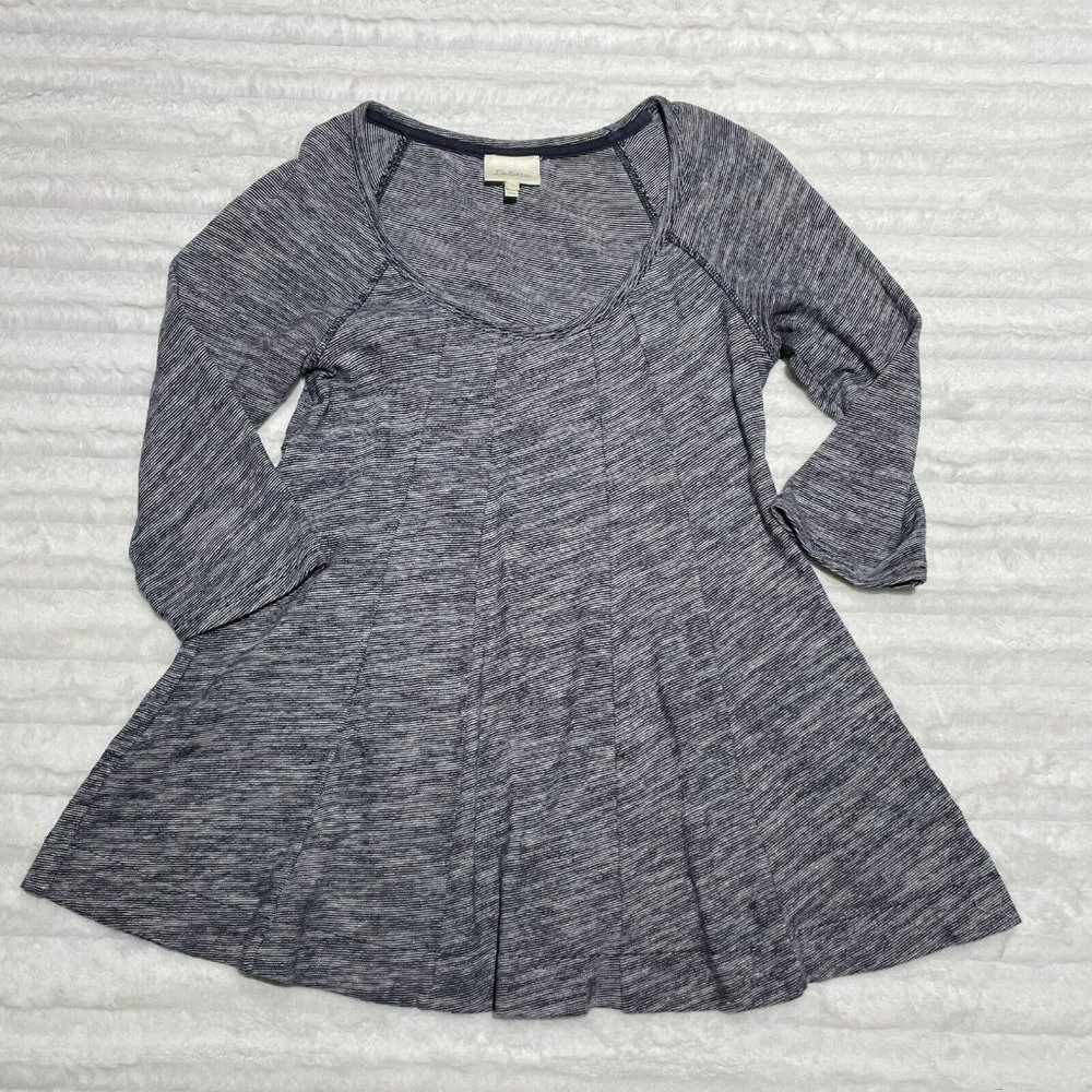Anthropologie Deletta Pathed Seams Size Small S Navy Blue Spacedye Swing Top